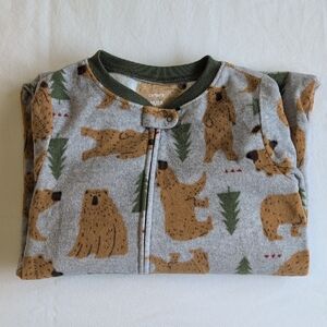 NWOT carter's bear nature fleece zipper footie sleeper pajamas 5T toddler boys